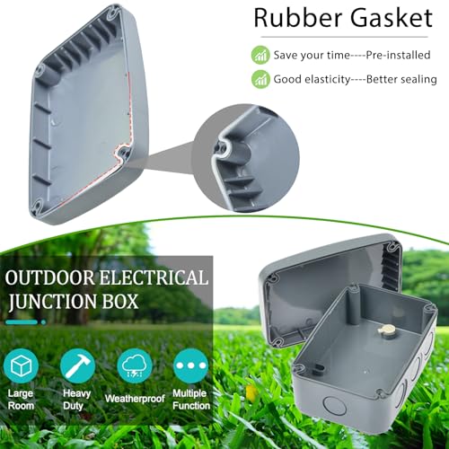 Outdoor Junction Box,Nineleaf IP66 Weatherproof Electrical Project Boxes PVC/ABS Plastic Enclosure Box Universal Watertight 4.9 x 3.3 x 2.3 inch (125x86x62mm), with 4PK 20mm Cable Gland Grey(1 Set) - color: Grey, size: Medium+4*M20