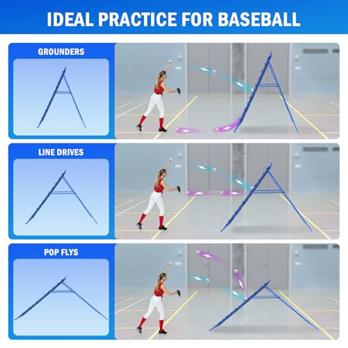 Volleyball Baseball Rebounder Net, Softball Rebounder Pitchback Net Quick Adjustments, Quick Adjustments Lacrosse Bounce Back Practice Equipment, Ideal for Outdoor Indoor and Backyard Training - size: 7FTx4FT, style: Three Mode Baseball Net
