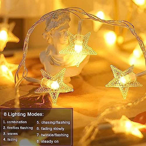 Star String Lights Plug in - 33 ft 100 LED Star Fairy String Lights with Remote and Timer, Waterproof for Bedroom Porch Wedding Party Patio Garden Tent Indoor Outdoor Décor, Warm White - color: Warm White - 33ft