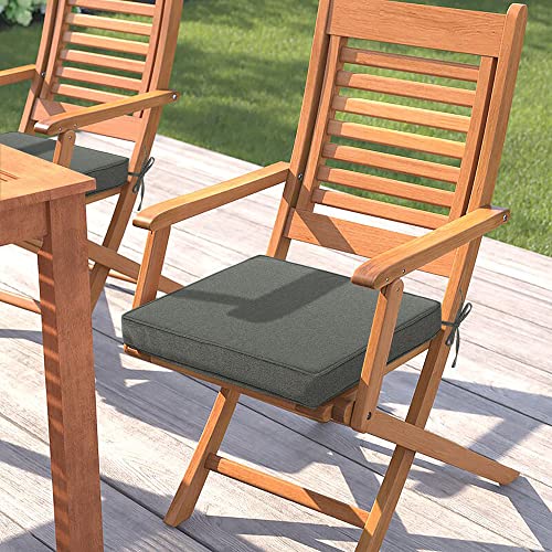 Magpie Fabrics Indoor Outdoor Waterproof Square Chair Cushion, 18" x 18" x 2.5", 2 Pack, Water Resistant Seat Cushions, for Patio Garden Office, Dark Grey - color: Dark Grey