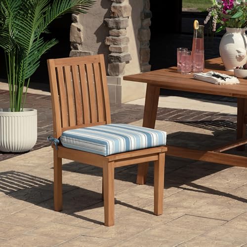 Arden Foam Outdoor Round Back Seat Cushion Kit, 20 x 19, Made with ProFoam, Rain-Proof, Fade Resistant, French Blue Linen Stripe - color: French Blue Linen Stripe, style: 20 x 19 Foam Rounded Back Seat Cushion