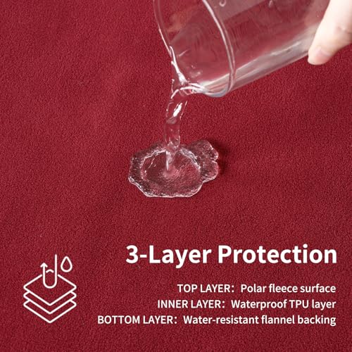 QiyI Waterproof Blanket for Bed Couch Sofa, Small Washable Reversible & Reusable Pet Dog Cat Throw Blanket, Leakproof Stain Resistant Sofa Cover, 40"x60", Burgundy/Pink - color: Burgundy/Rose Pink, size: 40"×60"