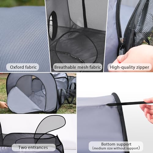 Tailtastic Dog Playpen with Surround Tunnel, Outdoor/Indoor Cat Playpen with Breathable Soft Sides，Tailtastic Cat Enclosure Tent for Small Animals, Portable Cat Tent with Carry Bag (Large)