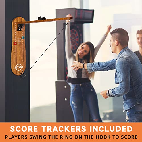 Ring Toss Game for Adults, Outdoors Games, Hook and Ring Game with Foldable Arm - color: WOOD
