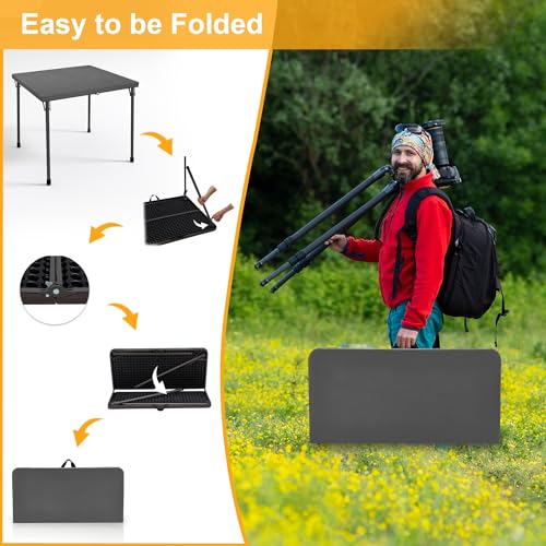 Kasunpul 34" Folding Table, Portable Square Folding Card Table with Collapsible Legs & Carrying Handle, Plastic Tables for Camping,Picnic, Office, Party, Grey - color: Grey