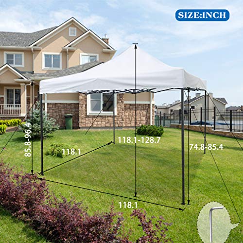 FDW Canopy Tent, Commercial Instant 10x10 Heavy Duty Canopy, 300D Waterproof Adjustable Canopy with Wheeled Carry Bag, 4 Sandbags and 4 Stakes - color: White