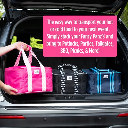 Fancy Panz - Pink Insulated Casserole Carrier Bag - Insulated Thermal Bags for Hot & Cold Food Holds 2 Standard Size Fancy Panz - 2 Pockets - Food Container - Hosting Essentials - color: Pink