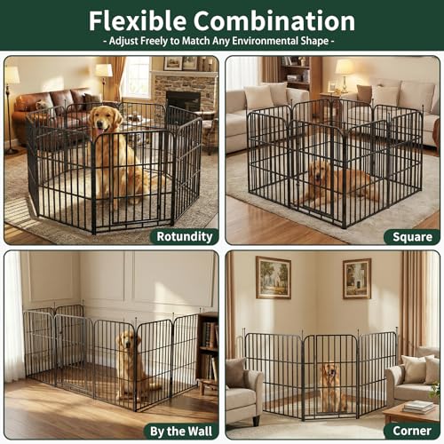Heavy Duty Dog Playpen 47inch 16 Panels, Thickened Steel Tube, with 2 Doors for Medium Large Dogs, Outdoor Metal Exercise Pen for Yard RV Camping, Gravity Lock & Ball Head Iron Rods - style: 47"H