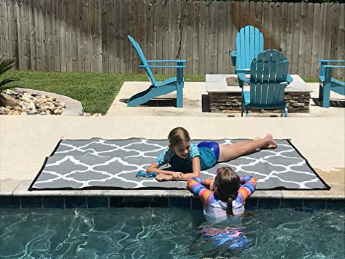 Mountain Mat 5x7 Gray Lattice RV Patio Mat w Carry Bag – Extra Thick 5mm Recycled Poly Rug – Waterproof, Reversible, Heavy-Duty – Premium Outdoor Mat Camping (Gray Lattice with Carry Bag, 5'x7') - color: Grey Lattice [5x7], style: 5' x 7'