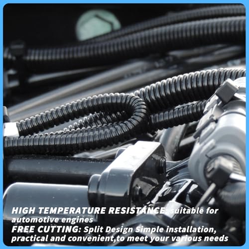 Split Wire Loom Tubing, 1/4,3/8,1/2,3/4,1 Inch x 20ft Wire Protector Tubing, Automotive Wire Flexible Conduit Cord Covers for Automotive Marine RV Agriculture Electrical Cable Protection - color: Black, size: 1/4,3/8,1/2,3/4,1in x 20ft