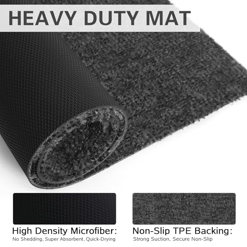 Front Door Mat Indoor and Outdoor, Non-Slip Low Profile Doormat 60"x35", Thin Yet Super Water, Quick-Drying, Dirt Resistant,No Shedding Doormats for Entrances, Garage, Pets,Hotel,Office - color: Grey, size: 2'11" x 5' (Rectangular)