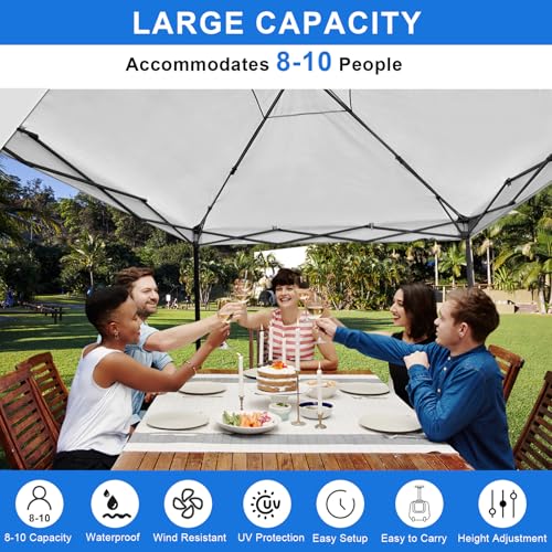 KAMPKEEPER 10x10 Easy Pop Up Canopy Tent with Sidewalls, Instant Outdoor Shade Shelter with Removable 10FT Sun Walls, Quick Setup Waterproof and UV-Resistant(White, 10x10FT with 1 sidewall) - color: White, size: 10x10FT with 1 sidewall