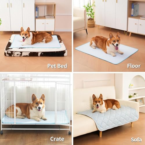 Dog Cooling Mat, Washable Cooling Mat for Dog, Foldable Kennel Pet Bed, Cool Pad (Cool &Warm Surface) for All Seasons Use, Pet Pads for Cats Use in Crate (35.4x23.6 Inch (Large)) - size: 35.4x23.6 Inch ( Large)