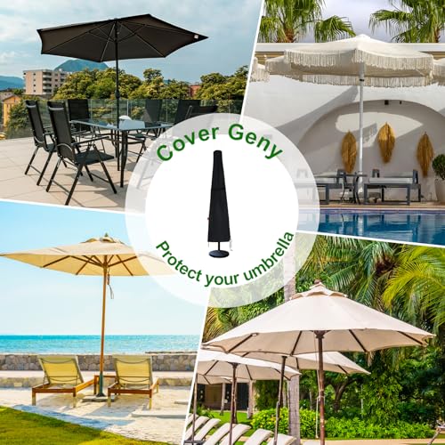 Patio Umbrella Cover Fits 7ft-10ft Market Umbrella, Waterproof 600D Heavy Duty Umbrella Covers with Extended Support Pole and Zipper for Easy On Off, Outdoor Parasol Covers with Storage Bag. - size: Fits Market Umbrella 7-10 Feet DIA