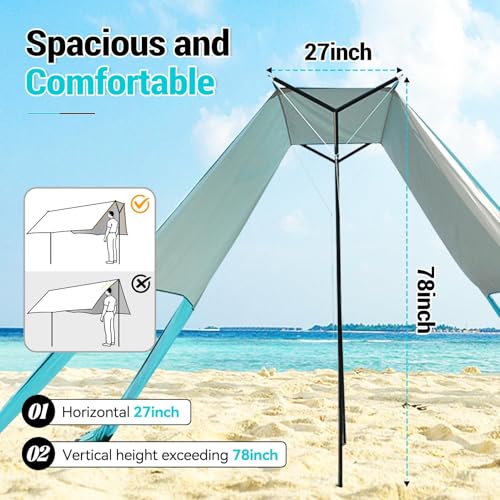 Large Portable Beach Shade- 15X10ft, Easy Setup, UPF50+ Protection, Ultra-Stable, Gull-Wing Beach Tent