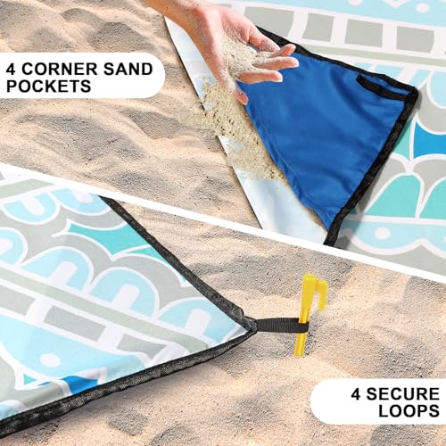 AISPARKY Beach Blanket Waterproof Sandproof Quick Drying Beach Mat Extra Large Outdoor Picnic Blanket for Travel Camping Hiking - color: Psl-bluegreygreen, size: 79" X 83"