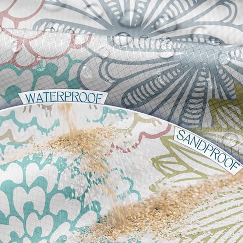 BYDOLL Beach Blanket Waterproof Sandproof Large Sand Free, 78''X81'' Oversized Sandless Lightweight Blanket Picnic Mat for Beach Travel Camping Hiking with Stakes - color: Fresh Circle, size: 78"X81"