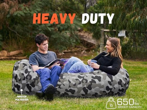 WEKAPO Inflatable Couch Air Lounger Chair - Camping & Beach Accessories, Portable Blow up Sofa for Hiking, Lawn, Indoor/Outdoor Movies & Music Festivals. Lightweight and Easy to Set Up Air Hammock - color: Camo