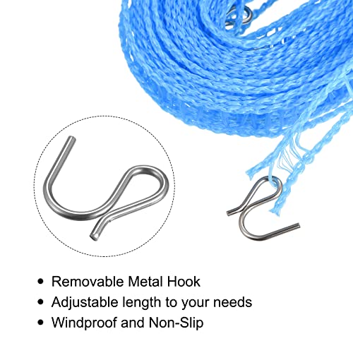 uxcell Portable Clothesline, 16.4ft Nylon Windproof Non-Slip Washing Line Rope for Courtyard Outdoor Travel Camping Laundry Drying, Blue - color: Blue, size: 16.4ft