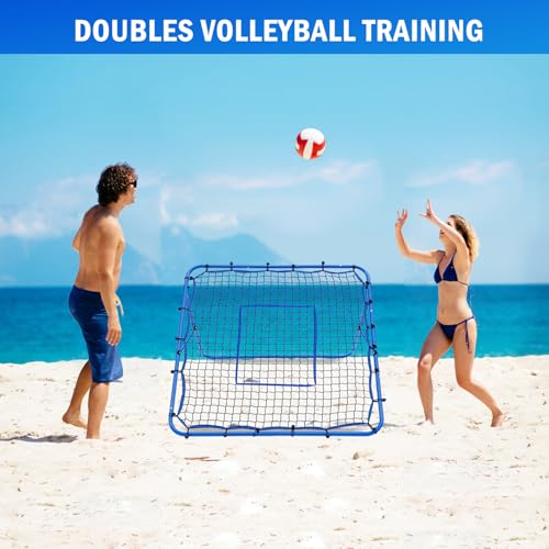 Volleyball Baseball Rebounder Net, Softball Rebounder Pitchback Net Quick Adjustments, Quick Adjustments Lacrosse Bounce Back Practice Equipment, Ideal for Outdoor Indoor and Backyard Training - size: 4FTx4FT, style: Multi-Sport Rebounder Net