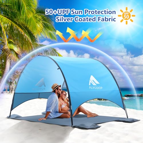 2026 Upgraded Beach Umbrella Canopy with UPF 50+ UV Protection – Portable Beach Tent for Sun, 360° Ventilation, 4 Sandbags, Dual Pockets, Stakes & Ropes, 90.5*59*53 inch for 3 People - style: 90.5*59*53 inch