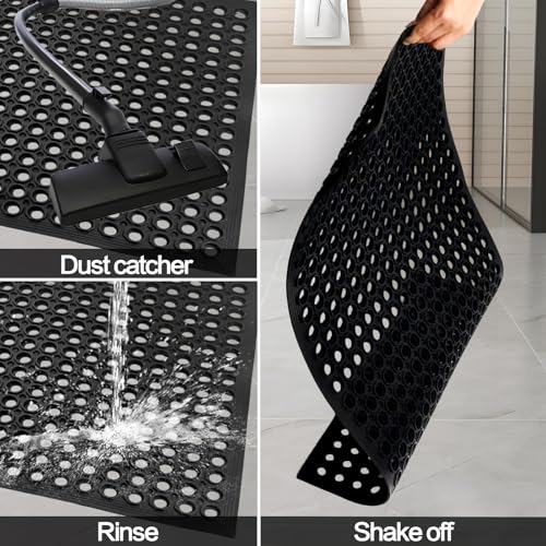 Nexboraque Anti Fatigue Rubber Floor Mats, 24 x 36 Inch Non-Slip Restaurant Mat Door Mat Drainage Mat for Indoor Outdoor Wet Area, Pool Entry, Garden - Black - size: 35"L x 23"W x 0.4"Th