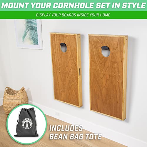 GoSports Wall Mounted Cornhole Board Hangers - Set of 2 - Includes Bean Bag Tote
