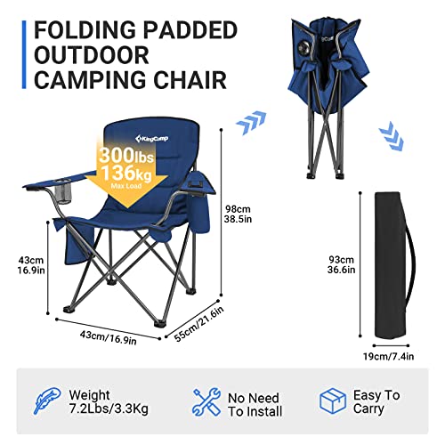 KingCamp Heavy Duty Oversized Comfy Folding Outdoor Portable Lawn Adults Bag Chair with Cooler for Outside Camp, Sports, Picnic, Stadium… - color: Blue, size: 1 Pack