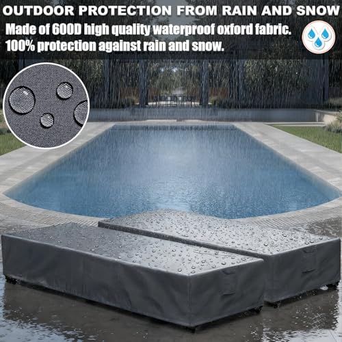 Lounge Chair Covers Outdoor Waterproof Patio Chaise Lounge Cover 600D Weather Resistant Material, UV Protection, Windproof Design 2 Pack 78" x 26" x 12" H, Grey - color: Grey, size: 2 Pack (78"l X 26"w X 12"h)