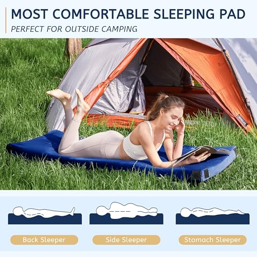 HomeMate CertiPUR-US Memory Foam Camping Mattress Pad Portable Roll Up Mattress for Adults Sleeping Mat Cot Mattress Pad - color: blue, size: Cot / 72*24*3