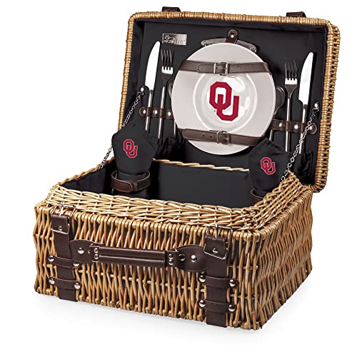 NCAA Oklahoma Sooners Champion Picnic Basket with Deluxe Service for Two