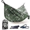 Foxelli Camping Hammock – Ultralight Hammock for Backpacking, Hiking, Festivals, Travel - Easy Setup with Tree-Friendly Ropes & Steel Carabiners, Heavy Duty Parachute Nylon - color: Adventures Green