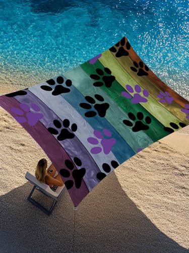 Colorful Dog Sun Shade Sail 12' x 16' Paw Prints on The Board Waterproof Sun Shade Rectangle UV Block Canopy Awning Outdoor Sunshade for Patio Porch Pergola Deck Backyard Garden - color: Black Purple, size: 12' x 16'