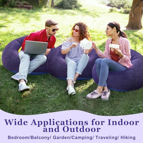 Realspring Inflatable Bean Bag Chairs Outdoor Blow up Camping Chairs Inflatable Lazy Sofa Folding Portable Bean Bag Loungers Couch for Movie Night(Blue,4 Pcs) - color: Blue