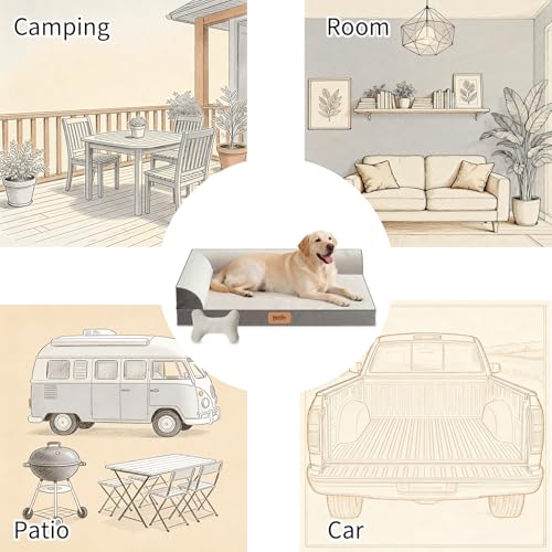 Large Dog Bed with Cooling Gel Memory Foam, Orthopedic Waterproof Pet Bed with Washable Cover & Non-Slip Bottom, Cooling Dog Couch Bed, Size: 40"*31.9 "8.1" - size: Large