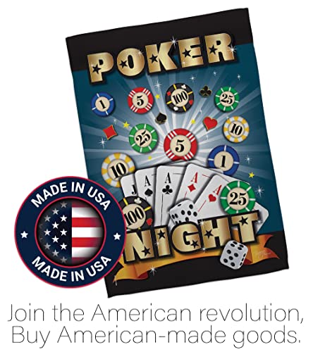 Breeze Decor Poker Night Garden Flag Set with Stand Interests Games Bunco Dice Bingo Hobbies Leisure Activity House Decoration Banner Small Yard Gift Double-Sided, Made in USA