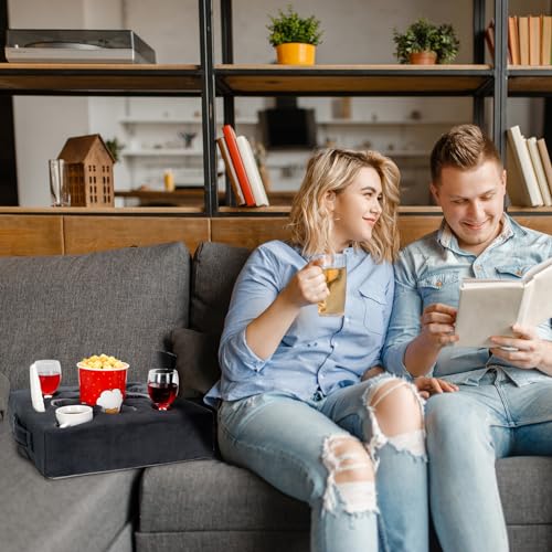Couch Cup Holder-Sofa Cup Holder Pillow Tray Caddy Cupholder Hearted for Bed, Rv, Tv, Car, Man Cave, Backseat for Remote, Drinks, Snacks (Square-Grey) - color: Dark Grey
