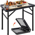 HPC Decor Folding Grill Table-Camping Table with Mesh Desktop,Portable Picnic Table with Carry Handle,27/56cm Height Adjustable Metal Table-Outdoor Grill Table,Folding Table for Outside Inside Use. - size: 2*1.8FT