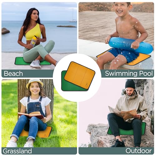 2 Pack Neoprene Portable Lightweight Mini Folding Mat - Waterproof Soft Cushion - Moisture Proof Design for Comfort - Foam Seating Mat for Outdoor Activities - 2 Vibrant Colors (Orange & Green)