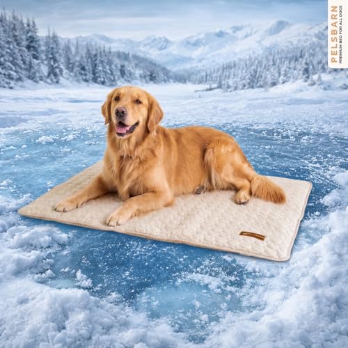 Pelsbarn Dog Cooling Mat- Ice Silk Summer Comfort, Self Cooling, Non-Slip Dog Pad, Durable & Washable, Mat for Extra Large Dogs 33 x 45, Support Shelter Dogs with Every Purchase (Beige) - color: Light Beige, size: Extra Large