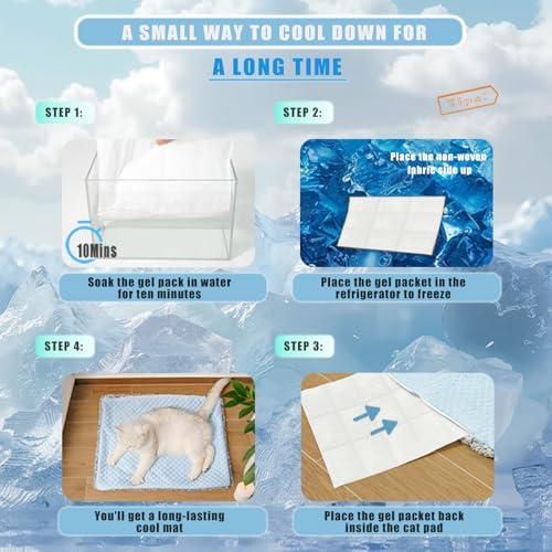 Two Uses'Cat Mat,Self Warming&Cooling Cat Mat.12 * 20in- Cooling Cat Pad,Small Animal with Free Ice Gel Bag,Two uses,Self Warming,Cats self Heating pad,Machine Washable - color: Light Blue+Gel ice pack, size: Small
