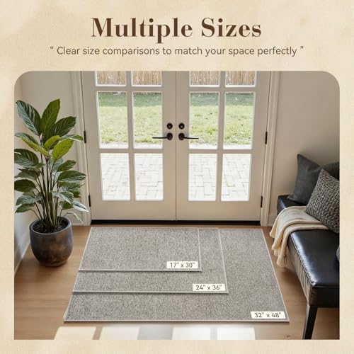 MontVoo Door Mat Indoor Entrance Doormat, Absorbent Durable Rubber Non Slip Front Door Mat for Inside Entry Entryway Dirt Trapper Welcome Mat, Beige 17''x30'' - color: Beige, size: 17''x30''