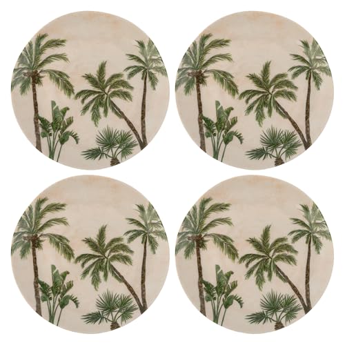 Karma, 8.75 inches Melamine Salad Plates Set of 4, Reusable Dishwasher Safe Plates for Outdoor and Indoor, Makai - color: Makai