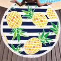 Benefeet Sox Beach Towel Large Round Mandala Pool Towels Tassels Microfiber Quick Dry Beach Blanket Throw Bohemian Roundie Swim Pool Circle Towel, 59 Inches - color: White Navy Striped Yellow Pineapple