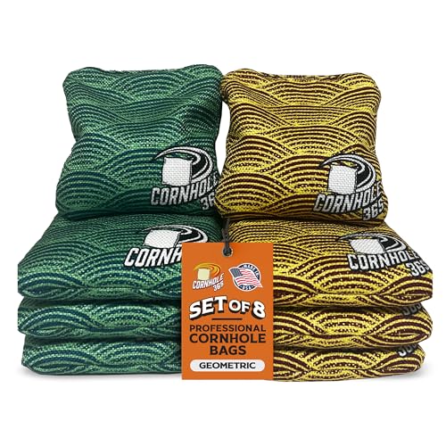 Cornhole365 Themed Cornhole Bag - All-Weather, Heavy-Duty & Durable Polyester Fabric, Resin Filling, Double-Stitched Duck Cloth - Professional Cornhole Bean Bags for Indoor & Outdoor Use - Set of 8 - color: Geometric