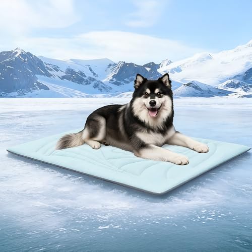 Dog Cooling Mat, 59"x40" Cooling Mat for Large Dogs, Arc-Chill Cold Fabric Delivers Rapid and Lasting Cool (Q-Max>0.5), Portable & Washable Pet Pad for Summer - color: Blue, size: Xx-large