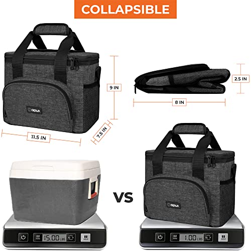 OPUX Soft Cooler Bag, Insulated Collapsible Lunch Cooler Bag for Men Work Camping Beach Travel, Portable Soft Sided Leakproof Waterproof Large Lunch Bag Box with Shoulder Strap 18 Cans, Charcoal Gray - color: Charcoal, size: 18 Cans
