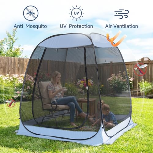 Alvantor 6x6 FT Pop Up Screen Tent - Instant Setup Gazebo with Mosquito Net & UV Protection for Patio, Backyard, and Camping (Fits 2-3 Adults),Charcoal Gray - color: Charcoal Gray, size: 6'x6'