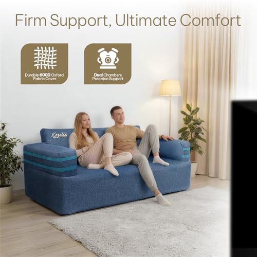 Portable Inflatable Sofa with Built-in Pump - Quick Inflation Comfortable and Durable Blow Up Loveseat for Indoor & Outdoor, Living Room, Camping, Apartment, Dorm
