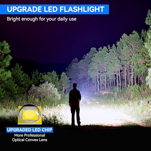 LETMY Tactical Flashlight - 2 Pack LED Flashlights High Lumens - Portable Handheld Flash Light, 5 Modes Zoomable Waterproof Flashlights for Home Emergency Camping- Blue - color: Blue, size: 2 Pack